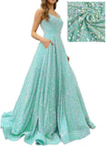 Prom Dresses Long A Line with Pockets Formal Evening Ball Gowns Velvet Velvet Sequins Black Tie Wedding Party Dress