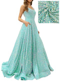 Prom Dresses Long A Line with Pockets Formal Evening Ball Gowns Velvet Velvet Sequins Black Tie Wedding Party Dress