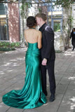 Halter Satin Prom Dresses for Women 2027 Long Mermaid Corset Formal Dress Pleated Evening Party Gowns with Slit