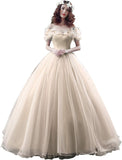 Tulle Ball Gown Cinderella's Off Shoulder Quinceanera Dress Wedding Dresses Evening Formal Gown