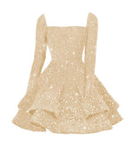 Sequin Short Homecoming Dress for Teen Sparkly Long Sleeve Prom Sweet 16 Dresses Cocktail Gowns