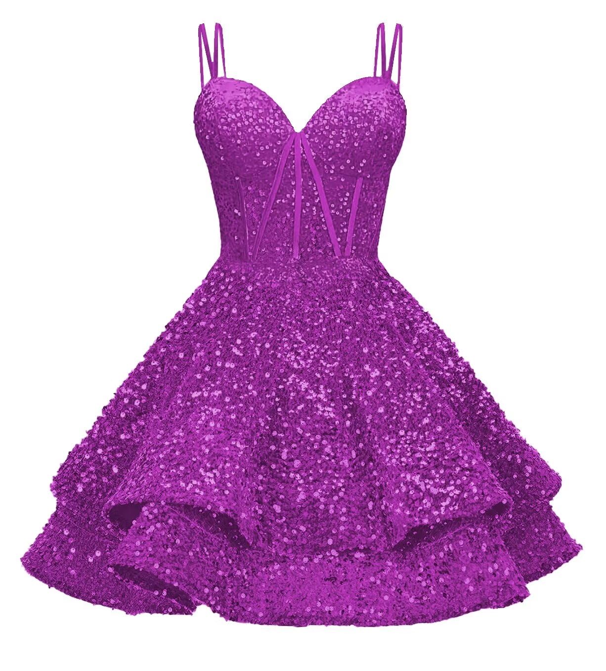 Sequin Homecoming Dresses for Teens 2027 Sparkly Short Layered Aline Prom Dresses Spaghetti Straps Cocktail Party Gowns