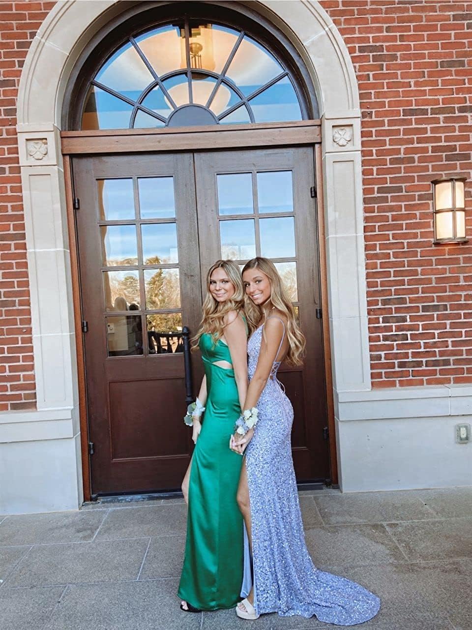Women's Sequin Mermaid Prom Dresses with Slit Glitter Criss-Cross Long Formal Evening Gowns