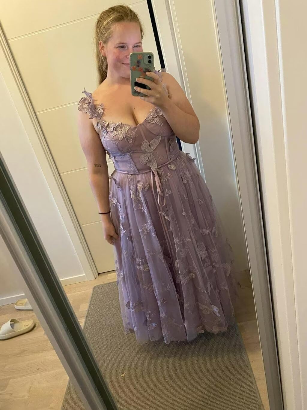 Vestidos de fiesta de tul con mariposas 3D bordadas para adolescentes, vestidos formales de noche para fiesta 