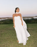 Flowy Chiffon Bridesmaid Prom Dress with Scarf Strapless Pleated Formal Evening Dresses
