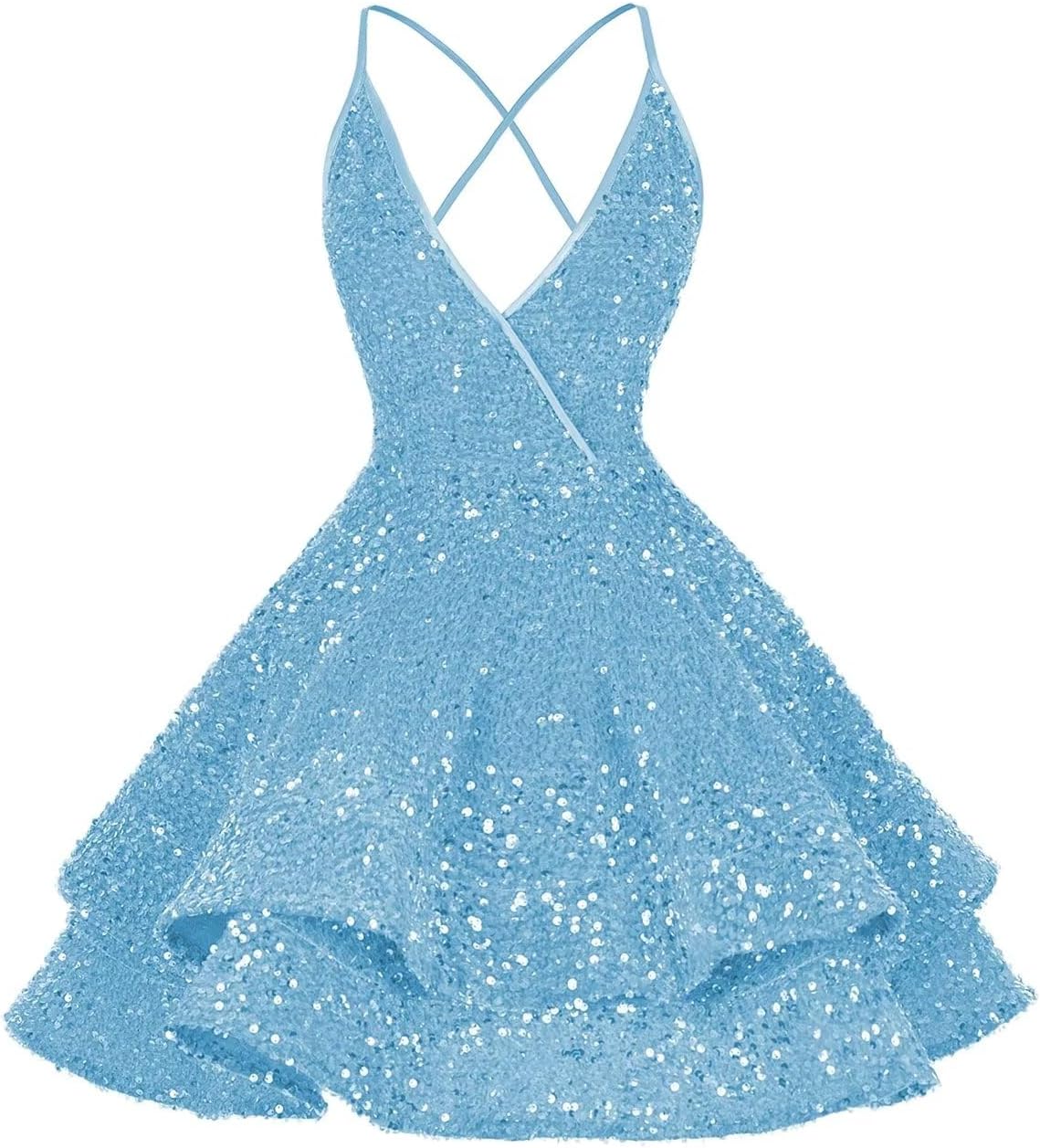 Vestidos de fiesta cortos con lentejuelas brillantes para adolescentes, sexy, con tirantes finos, vestido de fiesta, vestido de cóctel con cuello halter 
