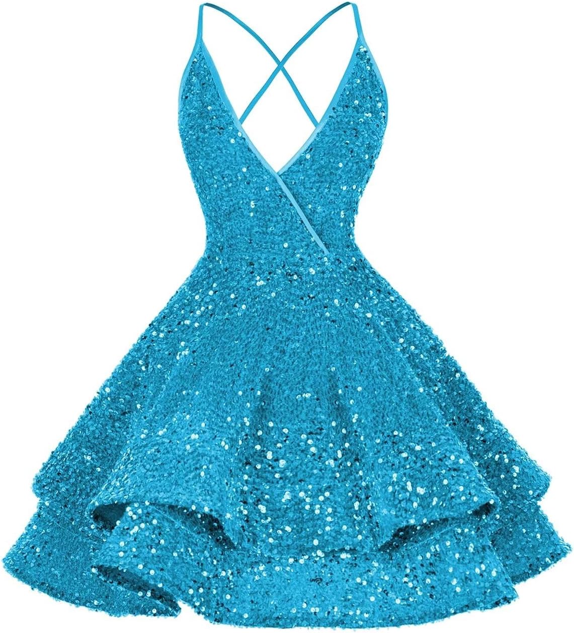 Vestidos de fiesta cortos con lentejuelas brillantes para adolescentes, sexy, con tirantes finos, vestido de fiesta, vestido de cóctel con cuello halter 