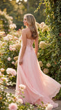 Strapless Chiffon Bow Prom Dresses 2026 Corset Chiffon Pleated A Line Formal Dress