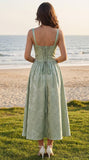 Jacquard Satin Bridesmaid Dresses for Women Spaghetti Straps A Line Tea Length Formal Dress