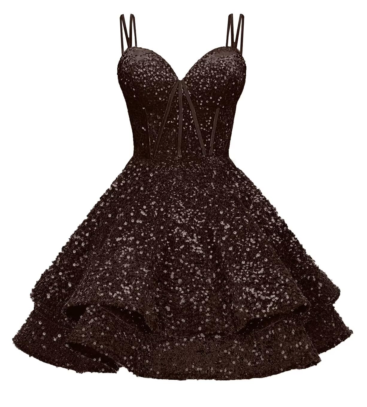 Sequin Homecoming Dresses for Teens 2027 Sparkly Short Layered Aline Prom Dresses Spaghetti Straps Cocktail Party Gowns