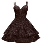Sequin Homecoming Dresses for Teens 2027 Sparkly Short Layered Aline Prom Dresses Spaghetti Straps Cocktail Party Gowns
