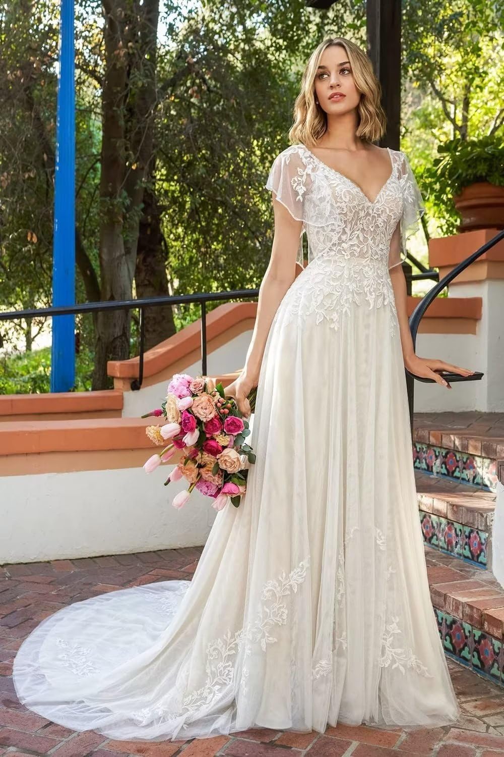 Women's Beach Wedding Dresses for Bride 2025 Long Lace Wedding Bridal Gowns