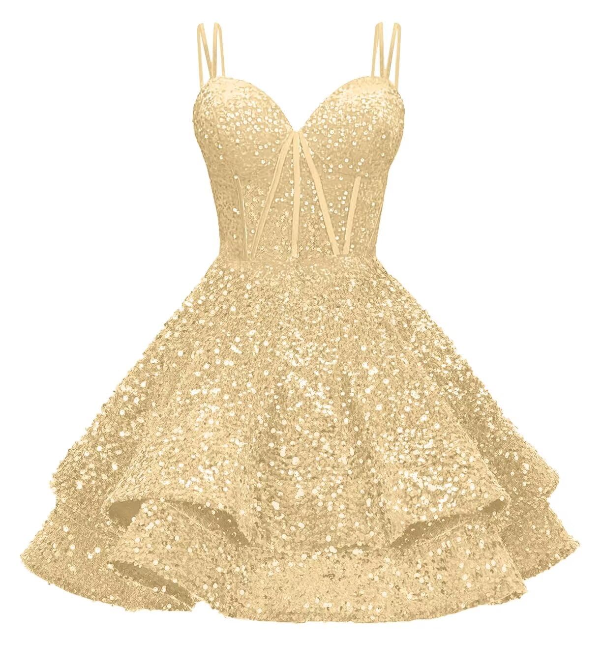 Sequin Homecoming Dresses for Teens 2027 Sparkly Short Layered Aline Prom Dresses Spaghetti Straps Cocktail Party Gowns