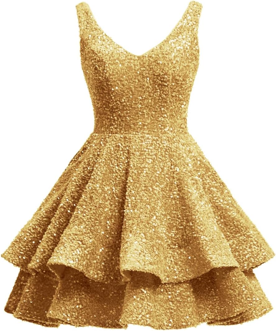 Short 2026 Sparkly Sequin Homecoming Dress for Teen Tiered Corset Ball Prom Cocktail Party Gown for Women