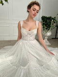 Sparkly Starry Tulle Prom Dresses for Women Tea Length Formal Evening Corset Gowns for Teens