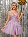 Spaghetti Straps Sequin Lace Appliques Short Homecoming Dresses for Teens Glitter Tulle Prom Party Dresses