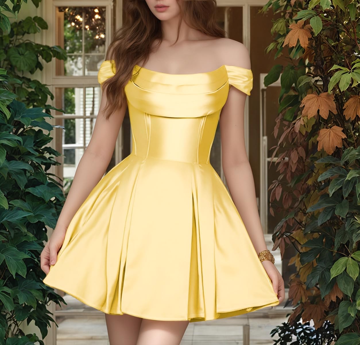 Satin Homecoming Dresses Short Wedding Dresses 2026 Off Shoulder Prom Dress with Pockets A Line Formal Party Gown