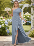 One Shoulder Chiffon Bridesmaid Dresses for Women 2026 A-line Formal Dress