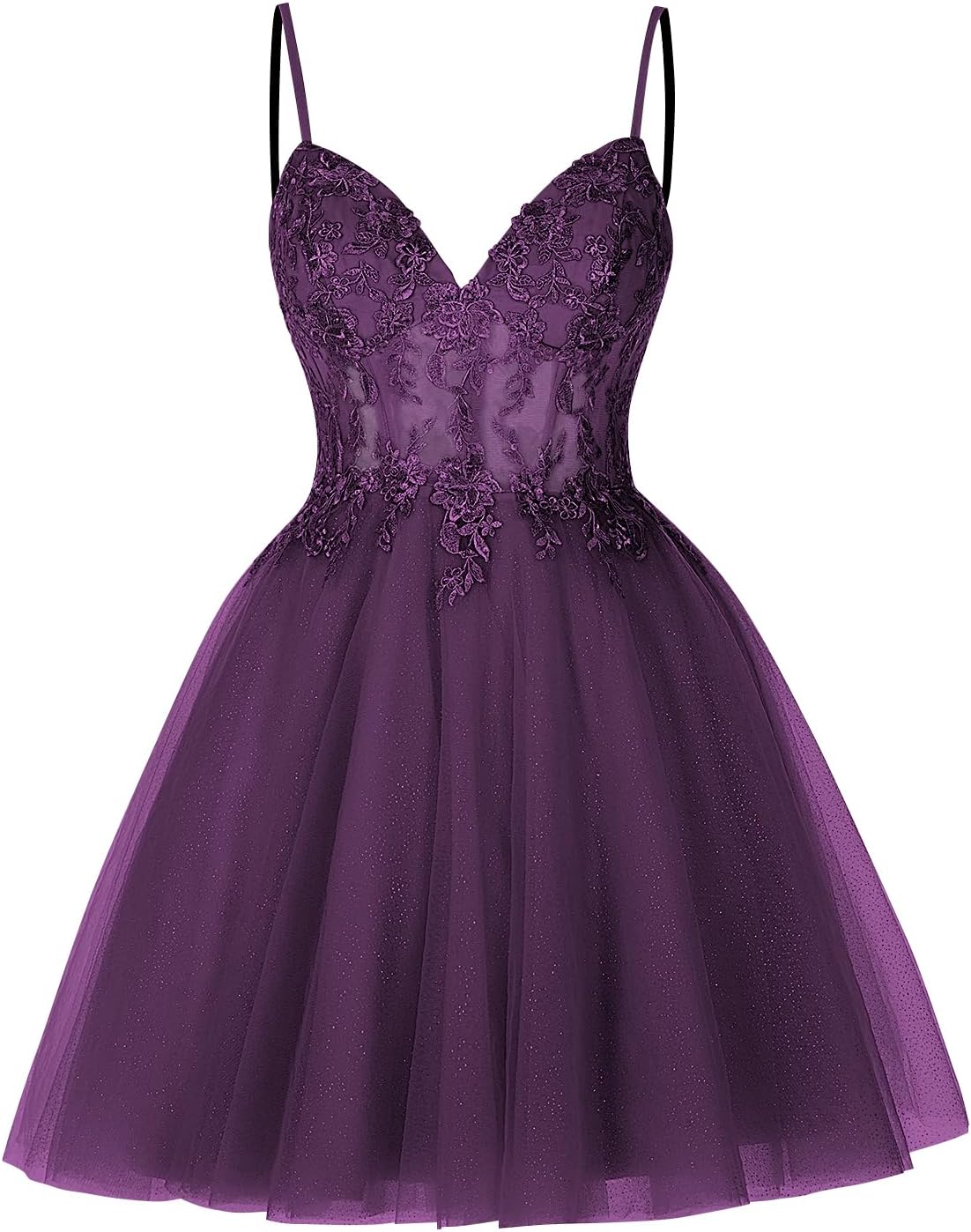 Vestidos cortos de encaje floral para adolescentes, vestido de fiesta con ilusión de tul brillante
