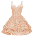 Sequin Homecoming Dresses for Teens 2027 Sparkly Short Layered Aline Prom Dresses Spaghetti Straps Cocktail Party Gowns