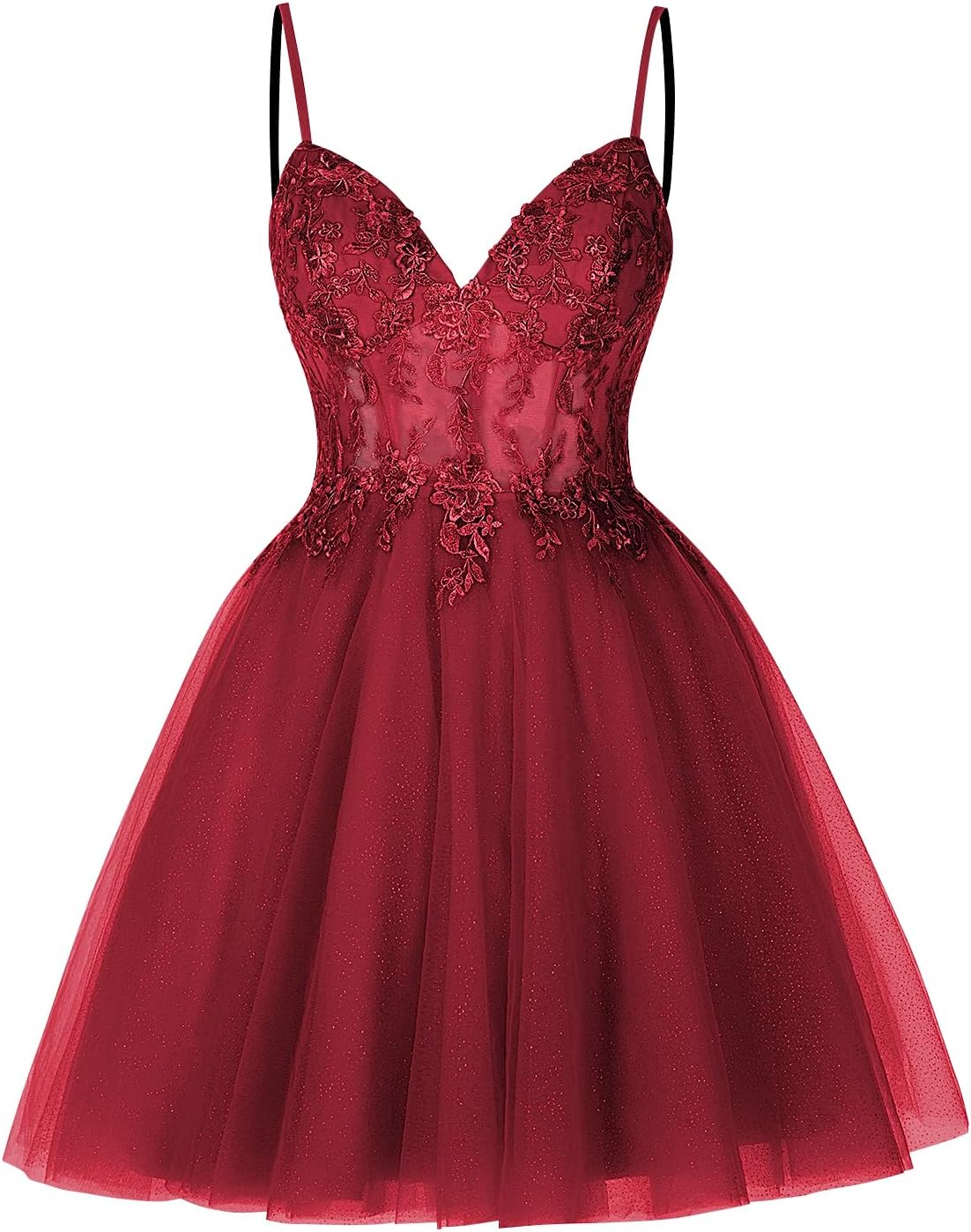 Vestidos cortos de encaje floral para adolescentes, vestido de fiesta con ilusión de tul brillante