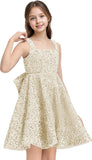 Sequins Flower Girl Dresses Short - Square Neck Princess Pageant Dress Kids A Line Communion Formal Party Gown