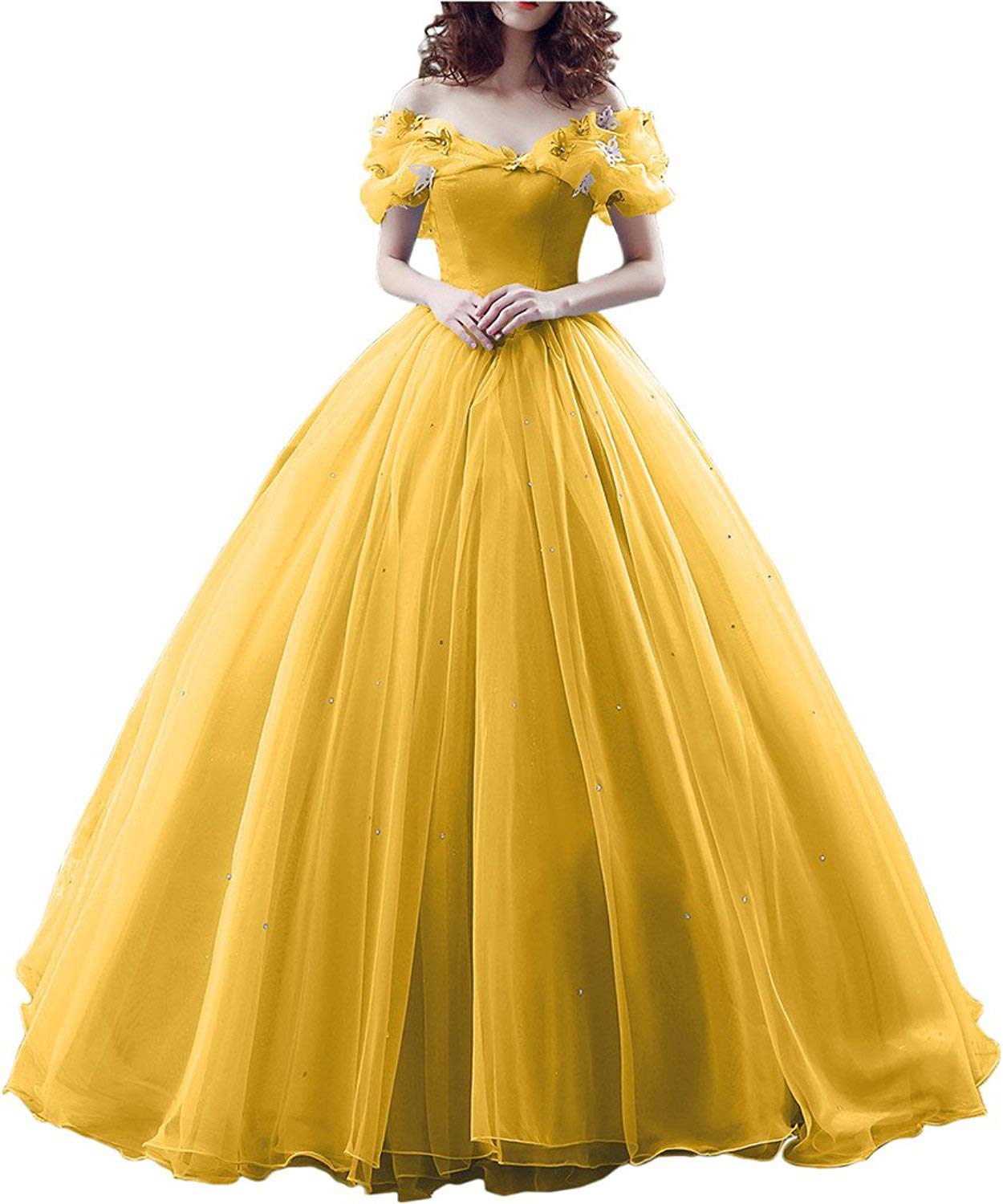 Tulle Ball Gown Cinderella's Off Shoulder Quinceanera Dress Wedding Dresses Evening Formal Gown