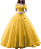 Tulle Ball Gown Cinderella's Off Shoulder Quinceanera Dress Wedding Dresses Evening Formal Gown