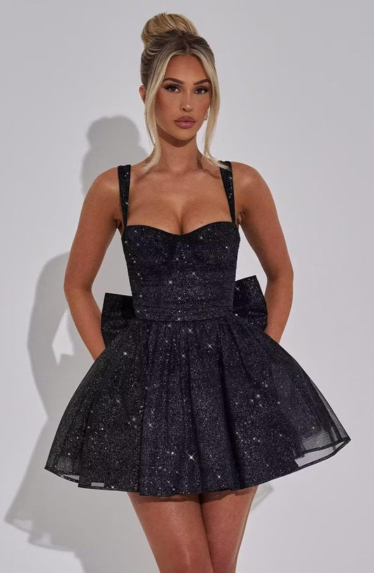 Sparkly Tulle HOCO Dresses Short for Women 2026 Mini Sweetheart Prom Cocktail Party Gown with Bow