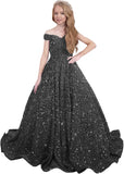 Ball Gown Sequin Pageant Dress for Teens Flower Girl Dress Girls Off Shoulder Long Formal Party Dresses 2027