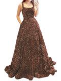Prom Dresses Long A Line with Pockets Formal Evening Ball Gowns Velvet Velvet Sequins Black Tie Wedding Party Dress