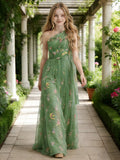 One Shoulder Long Tulle Junior Bridesmaid Dresses for Wedding Flower Girl Dress Formal Prom Gown