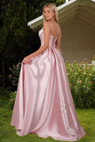 Satin Prom Dresses for Teens Long A-Line Cowl Neck Formal Evening Gown with Slit 2026 Maxi Ball Gowns