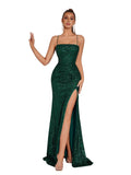 Elegant Evening Dress Women Party Long Formal Dress Sequined Strap Ladies Gown Bodycon Floor Length Female Outfits