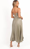 Midi Pleated Bridesmaid Dresses for Women Tea Length Formal Wedding Guest Dresses Prom Formal Gowns
