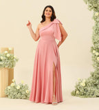 One Shoulder Bridesmaid Dresses Long for Women Satin Formal Gown Wedding Guest Dress