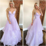Women's Sparkly Tulle Prom Dress 2023 Long Ball Gown Spaghetti Straps Quinceanera Dress