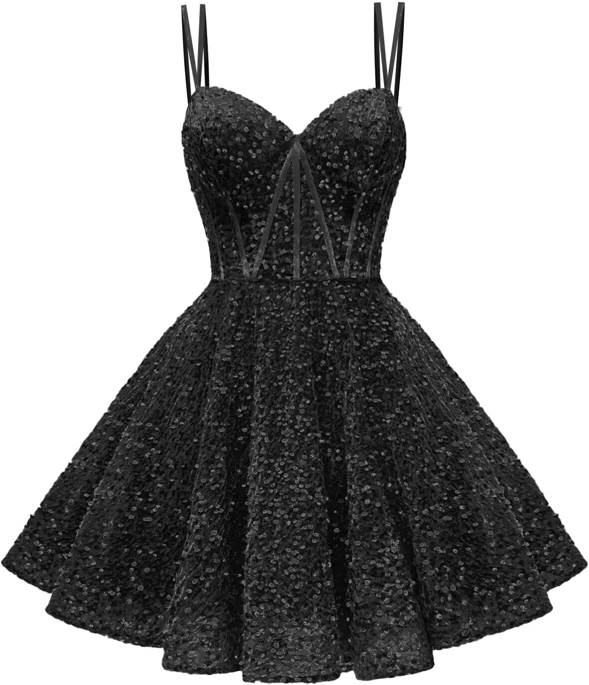 Kingbridal Gowns Sparkly Sequin Homecoming Dresses for Teens 2027 Flowy Spaghetti Straps A-Line Short Formal Prom Dress with Pockets