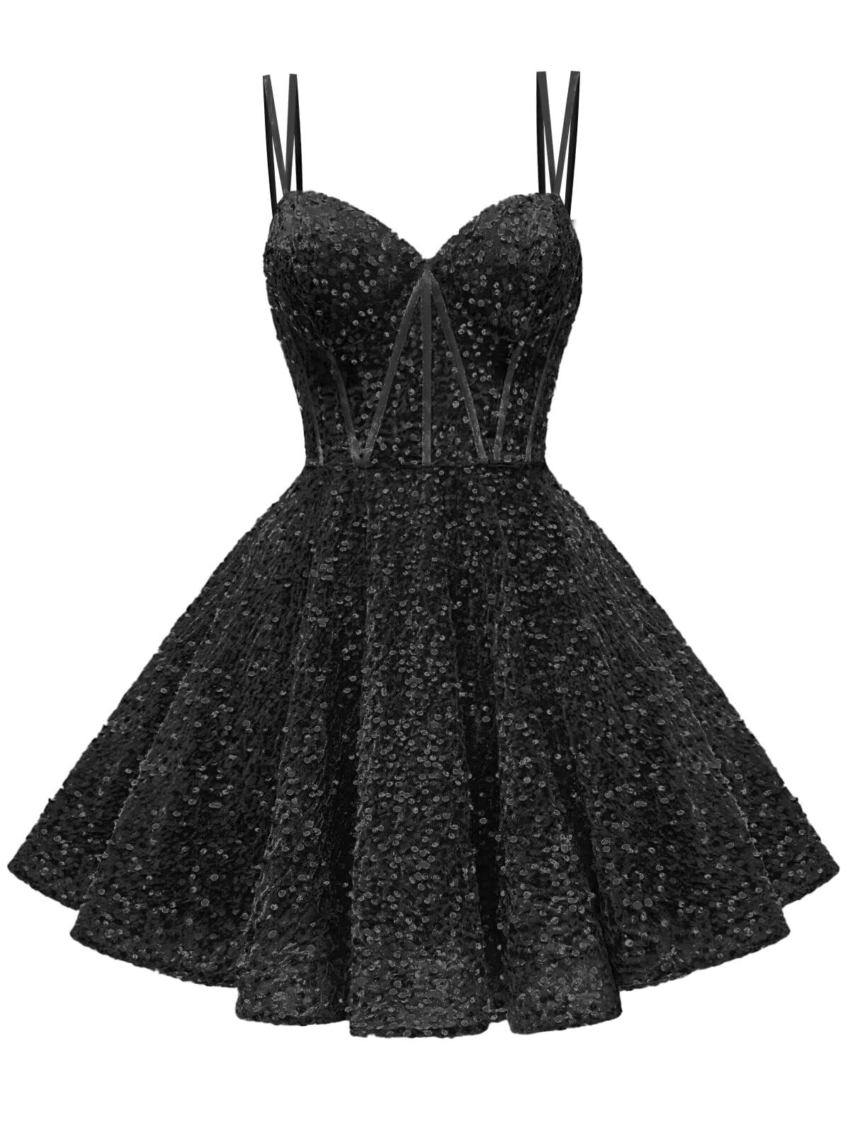 Kingbridal Gowns Sparkly Sequin Homecoming Dresses for Teens 2027 Flowy Spaghetti Straps A-Line Short Formal Prom Dress with Pockets