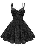 Kingbridal Gowns Sparkly Sequin Homecoming Dresses for Teens 2027 Flowy Spaghetti Straps A-Line Short Formal Prom Dress with Pockets