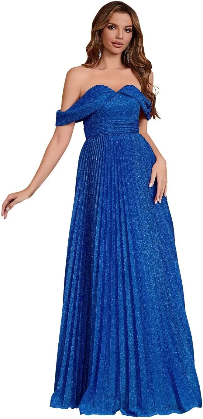Spaghetti Strap Long Prom Dresses for Women 2026 Ball Gown A Line V-Neck Sparkly Formal Evening Gowns for Wedding