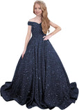 Ball Gown Sequin Pageant Dress for Teens Girls Off Shoulder Long Formal Party Dresses 2027