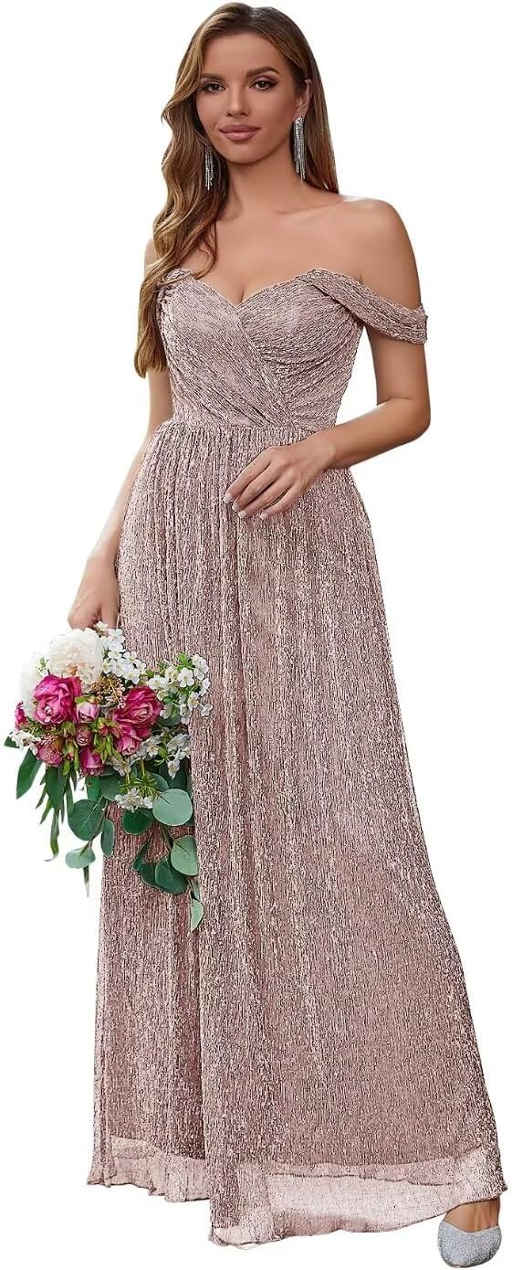 Spaghetti Strap Long Prom Dresses for Women 2026 Ball Gown A Line V-Neck Sparkly Formal Evening Gowns for Wedding