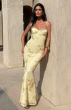 Spaghetti Straps Mermaid Prom Dress 2026 Floral Embroidery Long Corset Formal Evening Gowns