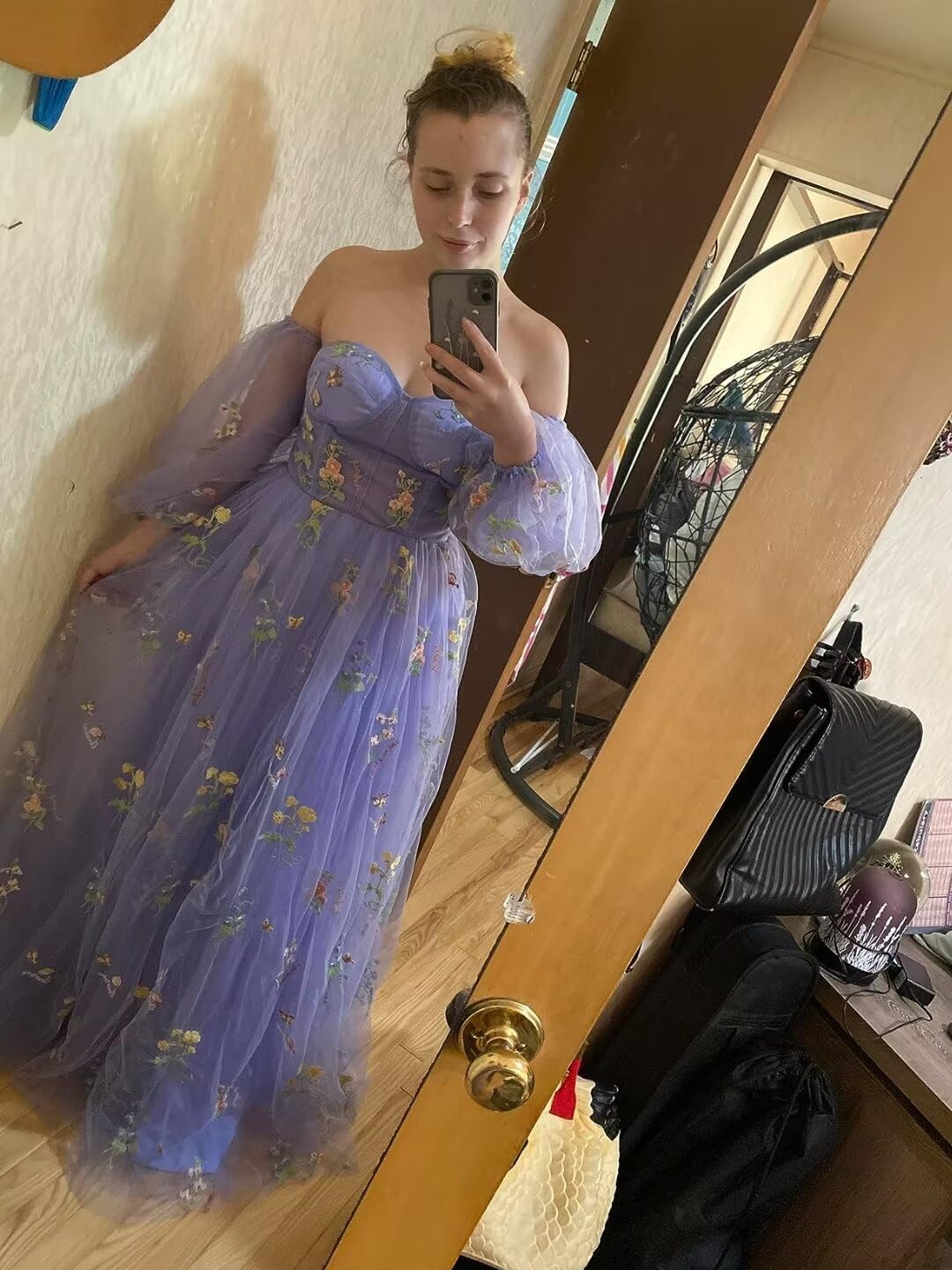 Vestidos de fiesta de tul con bordado de flores para mujer, 2024, largos, con hombros descubiertos, formales, para noche 