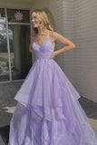 Women's Sparkly Tulle Prom Dress 2023 Long Ball Gown Spaghetti Straps Quinceanera Dress