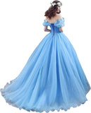 Tulle Ball Gown Cinderella's Off Shoulder Quinceanera Dress Wedding Dresses Evening Formal Gown