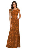 Lace Appliques Scoop Neck Sequin Mother of the Bride Dresses Mermaid Short Sleeve Formal Evening Gowns