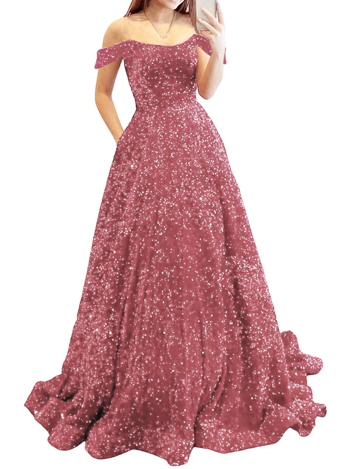 Prom Dresses Long A Line with Pockets Formal Evening Ball Gowns Velvet Velvet Sequins Black Tie Wedding Party Dress