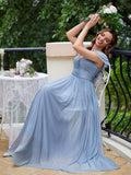 Cap Sleeve Bridesmaid Dresses for Women Long V Neck Ruffled Split Glittery Long Formal Evening Dress with Pocket